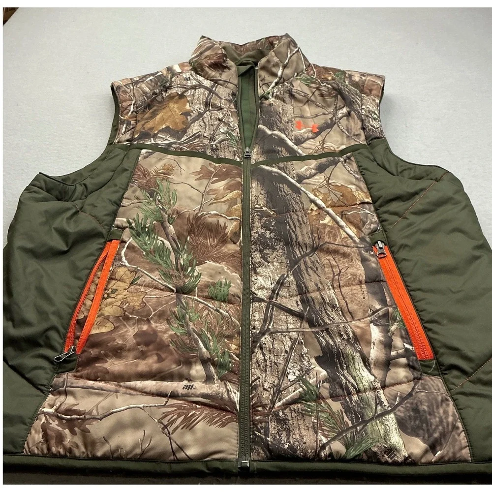 Under Armour Realtree‎ Camo Insulated Vest Hunting Outdoor Green Orange Mens M